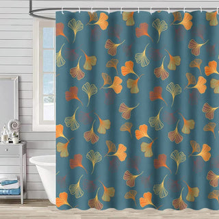Eleganter Duschvorhang mit Ginkgoblatt-Print - Blau - 230cm x 180cm - image 0