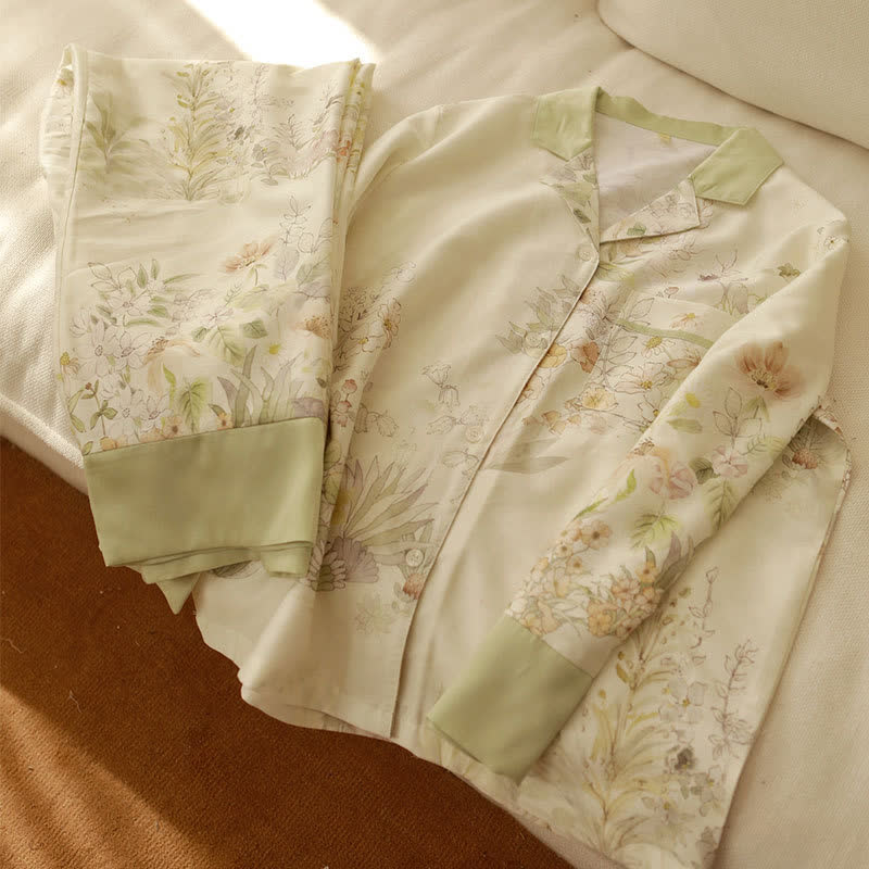 Loungewear-Set mit langen Ärmeln und ländlichem Blumenmuster - image 9