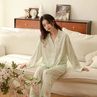 Frisches grünes Pyjama-Set mit Blumenmuster - Grün - Long Seeve - XL - image 0