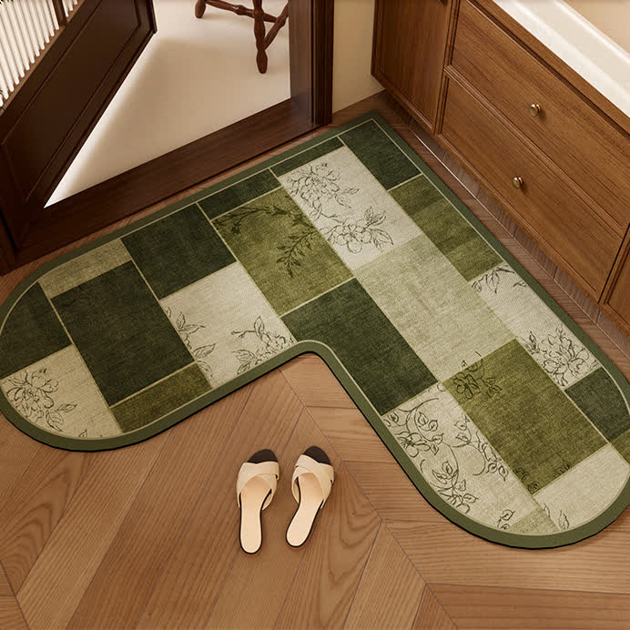 Geometrischer Patchwork- und floraler L-förmiger Teppich - 140cm x 140cm x 45cm - image 0