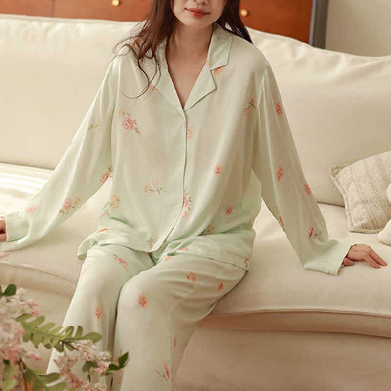 Frisches grünes Pyjama-Set mit Blumenmuster - image 3