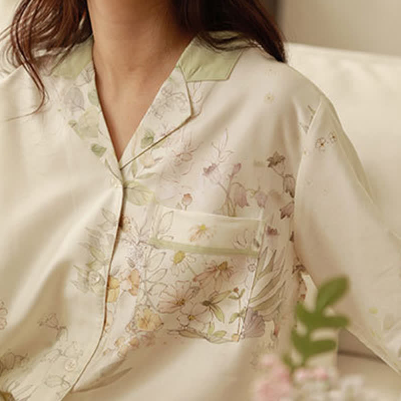 Loungewear-Set mit langen Ärmeln und ländlichem Blumenmuster - image 7