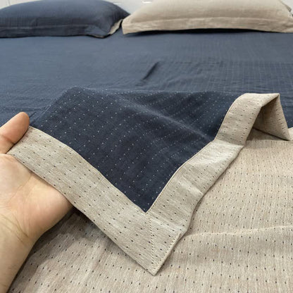 Tagesdecke aus Baumwoll-Doppelgaze mit minimalistischem Punktmuster - Marineblau & Beige - 2 Kissenbezüge - 48cm x 74cm - image 10