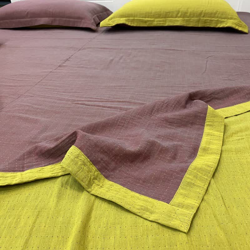 Tagesdecke aus Baumwoll-Doppelgaze mit minimalistischem Punktmuster - Dunkelviolett & Grün - 2 Kissenbezüge - 48cm x 74cm - image 8