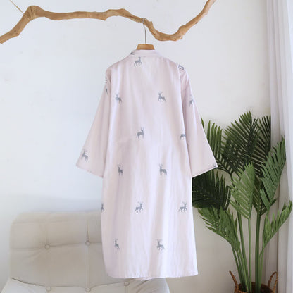Kimono-Bademantel aus Baumwollgaze mit Hirschmotiv für Paare - image 2