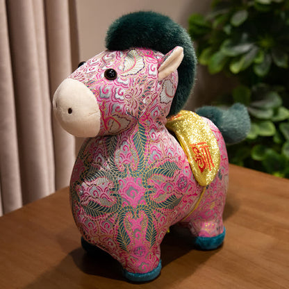 Vintage-Dekoration mit traditionellem Tierkreiszeichen-Pferdespielzeug - Rosa & Grün - 30cm - image 15