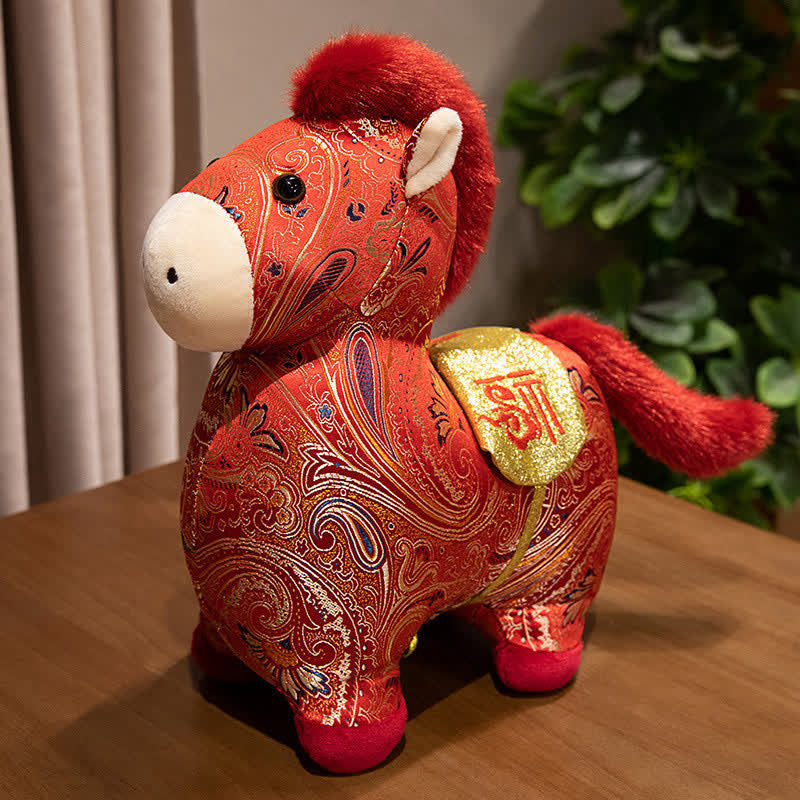 Vintage-Dekoration mit traditionellem Tierkreiszeichen-Pferdespielzeug - Orangerot - 30cm - image 3