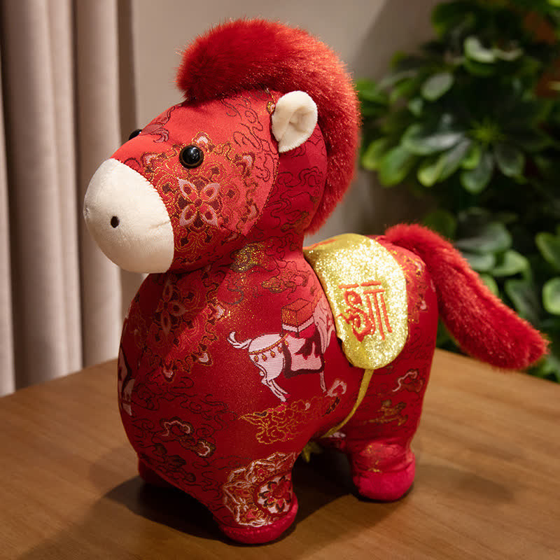 Vintage-Dekoration mit traditionellem Tierkreiszeichen-Pferdespielzeug - Rot - 30cm - image 2