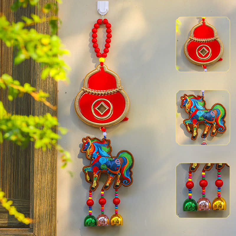 Glückverheißender festlicher Pferde-Hängeschmuck - Kaffee - Kürbis - 12cm x 42cm - image 6