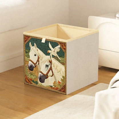 Faltbare Aufbewahrungstasche im Vintage-Stil mit Pferde- und Vogelmotiv - image 1