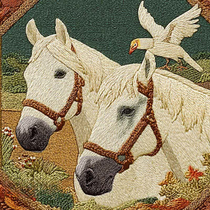 Faltbare Aufbewahrungstasche im Vintage-Stil mit Pferde- und Vogelmotiv - image 3