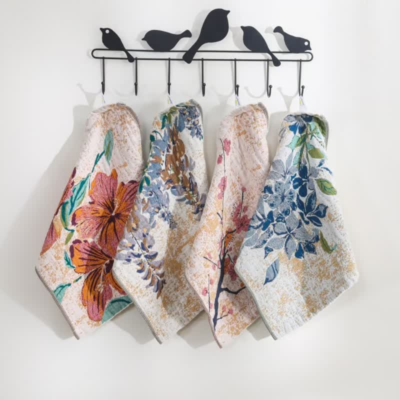 Küchenhandtuch aus Baumwollgaze mit Landhausmuster - Set mit 4 Stück - 35cm x 35cm - image 1