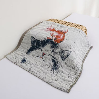 Küchenhandtuch aus Baumwollgaze mit Motiv „Landkatze & Früchte“ - image 2