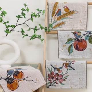 Küchenhandtuch aus Baumwollgaze der Country Bird Serie - Set mit 4 Stück - 35cm x 35cm - image 0