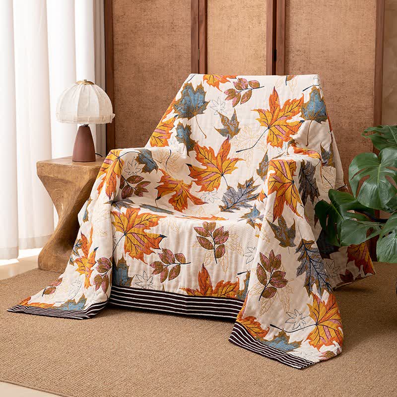 Wendbare Decke aus Baumwollgaze mit Ahornblattmuster - 230cm x 250cm - image 0