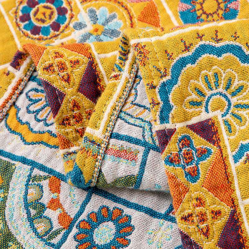 Geometrisches Karomuster, karierte Baumwollgaze-Decke - image 5