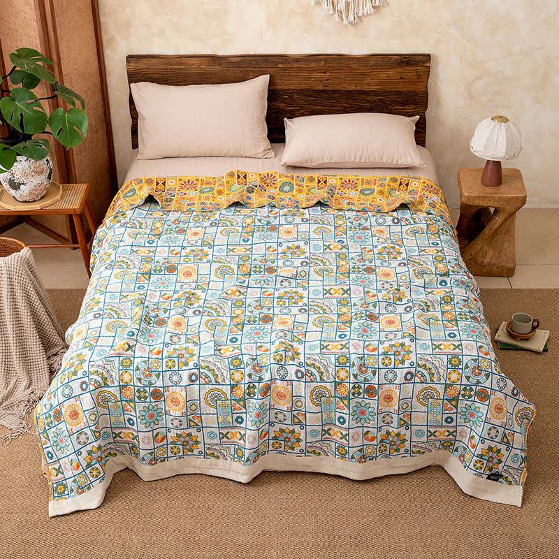 Geometrisches Karomuster, karierte Baumwollgaze-Decke - image 4