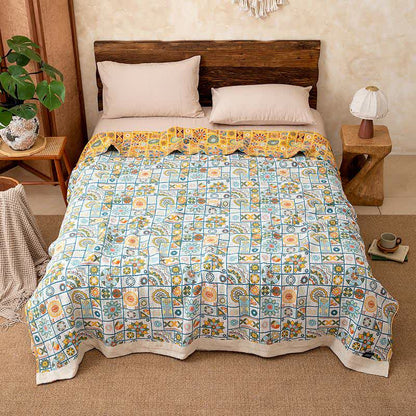 Geometrisches Karomuster, karierte Baumwollgaze-Decke - image 4