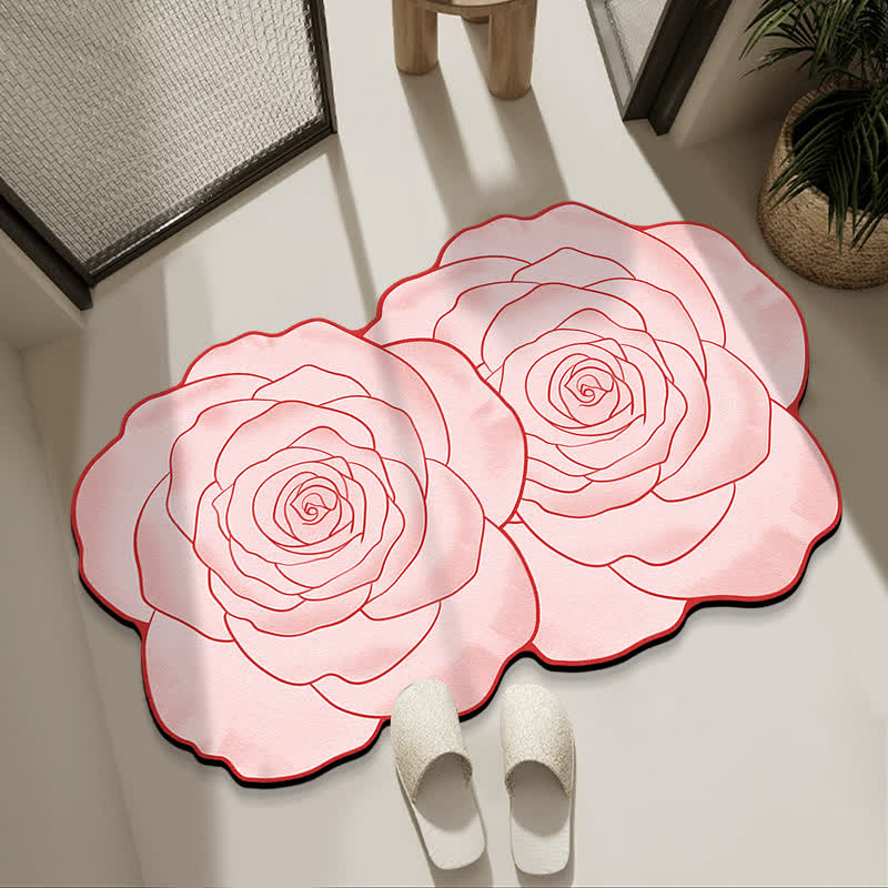 Badematte aus Kieselgur, inspiriert von Rosen - Rosa - 80cm x 120cm - image 0