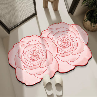 Badematte aus Kieselgur, inspiriert von Rosen - Rosa - 80cm x 120cm - image 0