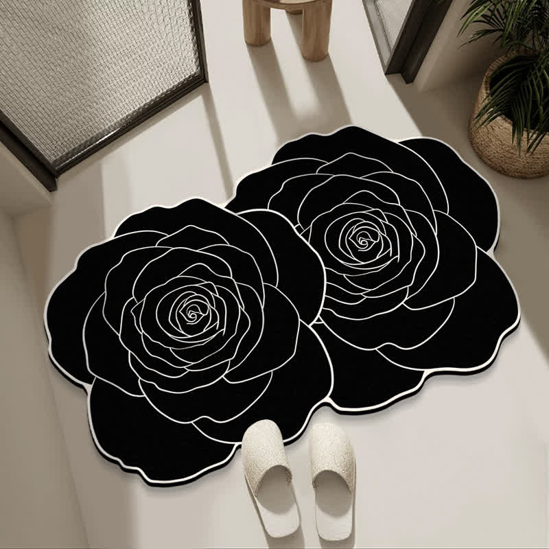 Badematte aus Kieselgur, inspiriert von Rosen - Schwarz - 80cm x 120cm - image 2