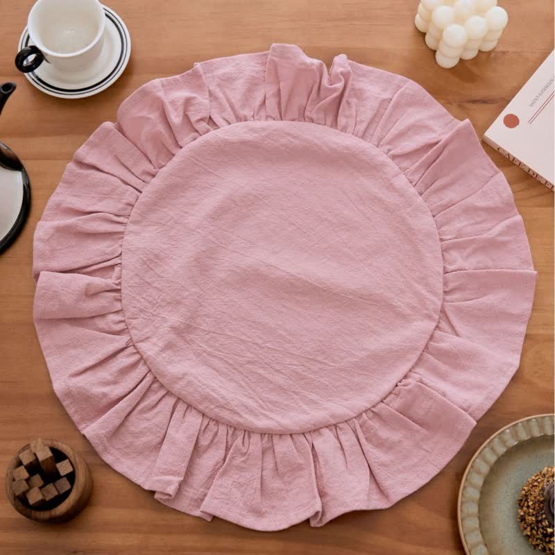 Minimalistische, einfarbige Platzsets mit Rüschenrand (4 Stück) - Rosa - 4 Stück - 38cm - image 4