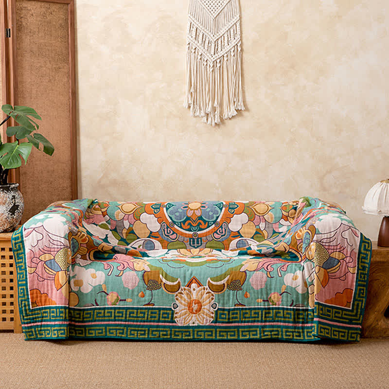 Retro-Kunst-Blumenmuster-Baumwollgaze-Decke - image 1