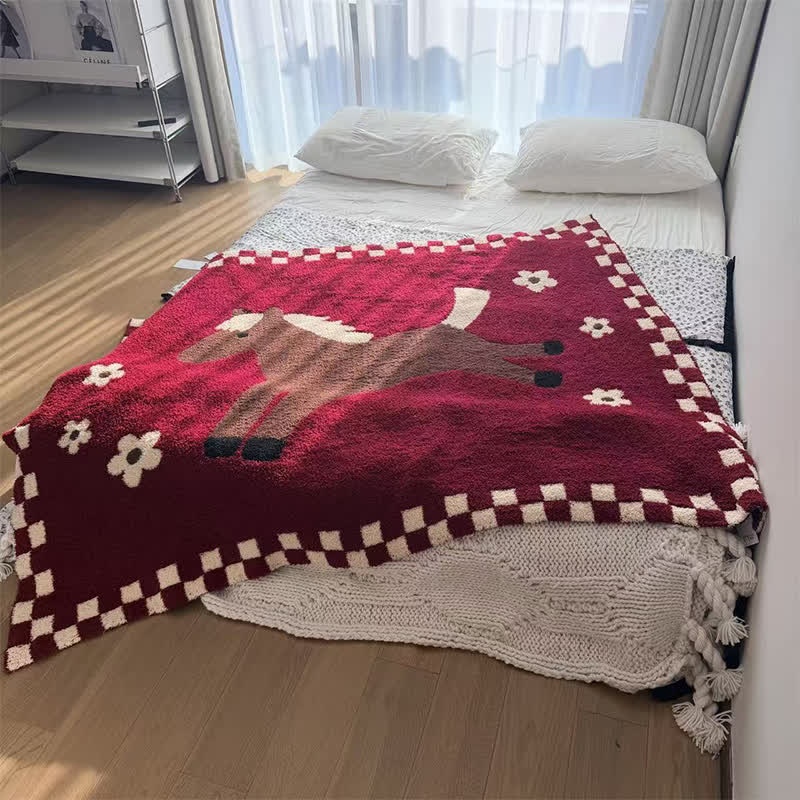 Festliche rote Fleecedecke für Reiter - image 2