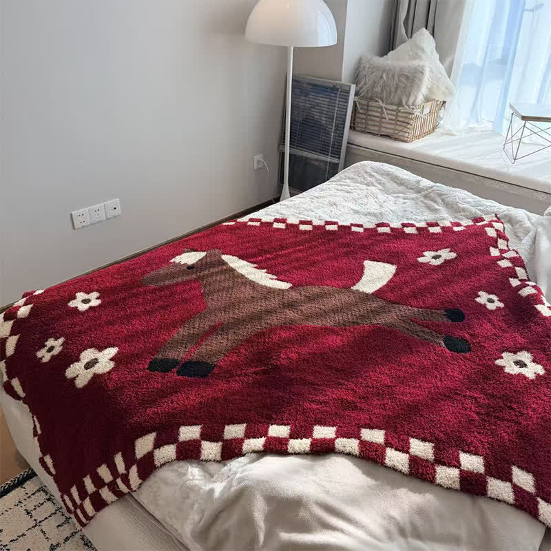 Festliche rote Fleecedecke für Reiter - image 1