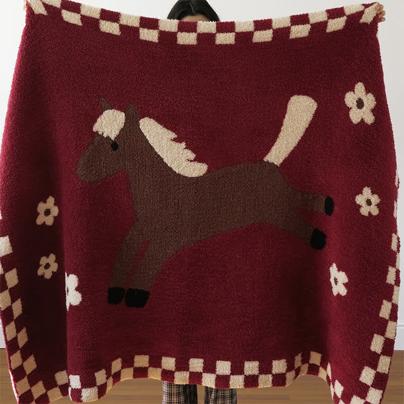 Festliche rote Fleecedecke für Reiter - 120cm x 160cm - image 0