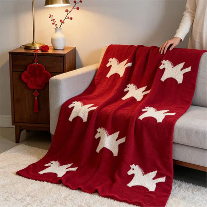Fleecedecke mit weißem Pegasus-Motiv - 51 Zoll breit x 67 Zoll L - image 0