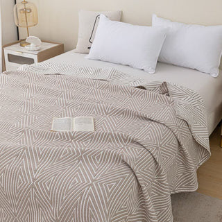 Wende-Steppdecke aus Baumwollgaze mit Dreiecksmuster - Kaffee - 200cm x 230cm - image 0