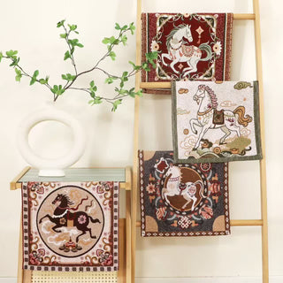 Küchenhandtuch aus Baumwollgaze mit Vintage-Pferdemotiv - Bunt - Set mit 4 Stück - 35 cm x 35 cm - image 0