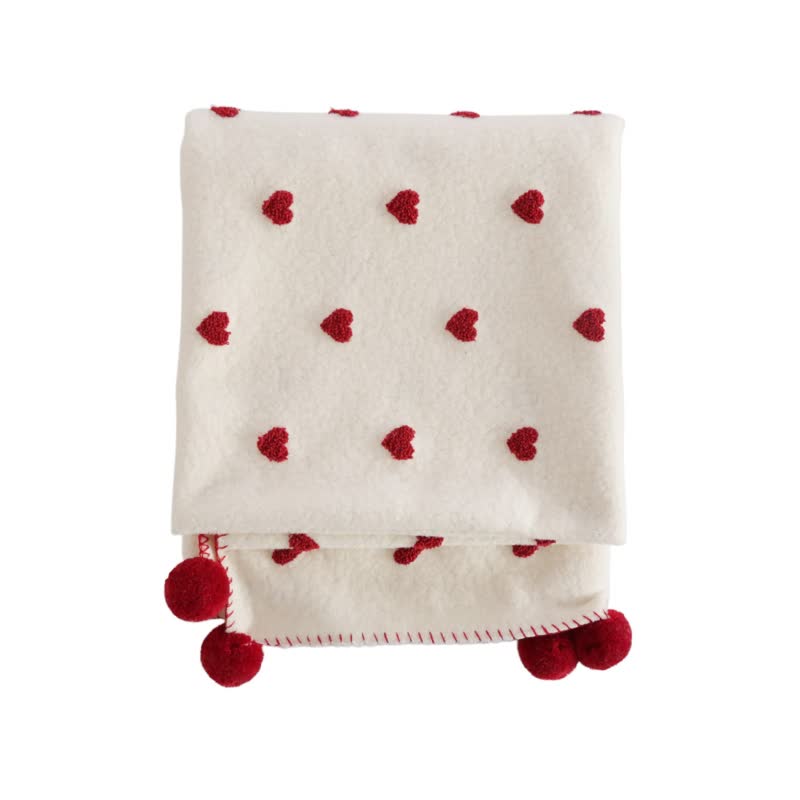 Herzförmige Kuscheldecke mit Pompons - image 7