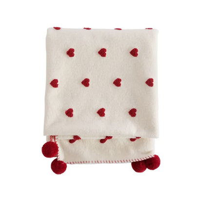Herzförmige Kuscheldecke mit Pompons - image 7