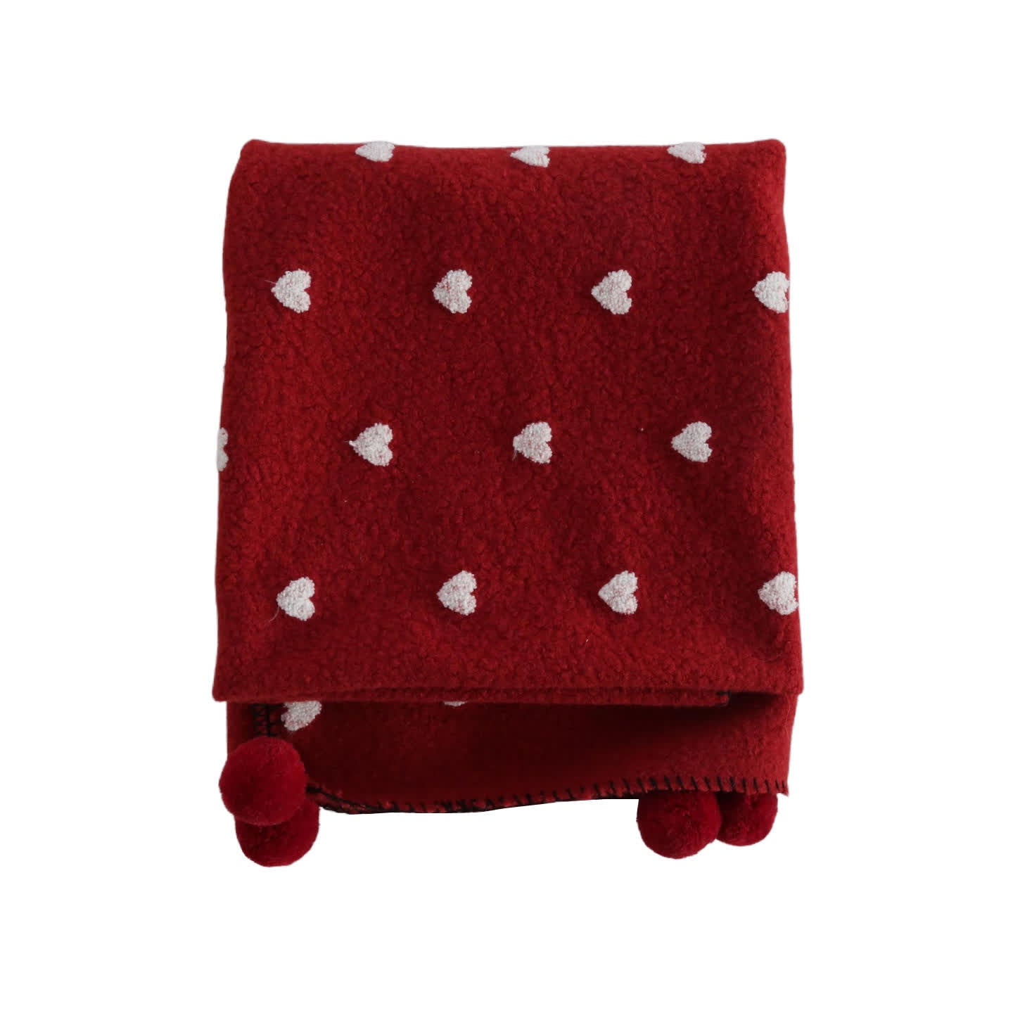 Herzförmige Kuscheldecke mit Pompons - image 14