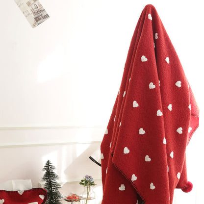 Herzförmige Kuscheldecke mit Pompons - image 13