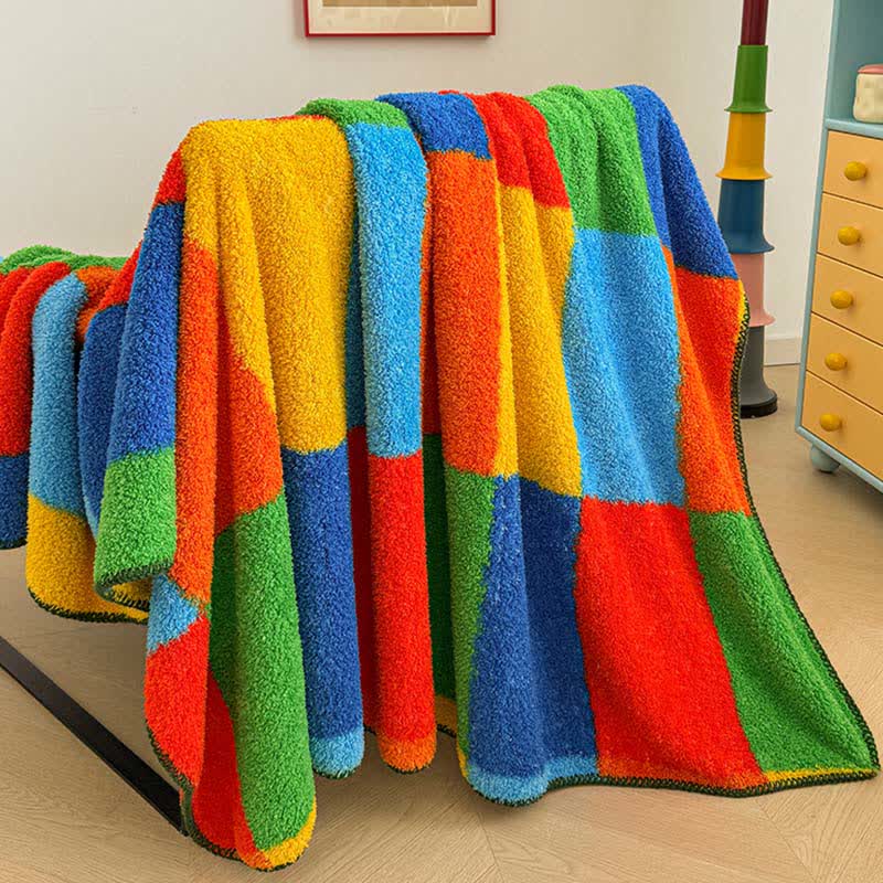 Bunte, karierte, flauschige Kuscheldecke - image 5