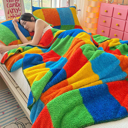 Bunte, karierte, flauschige Kuscheldecke - image 6