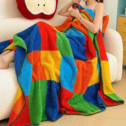 Bunte, karierte, flauschige Kuscheldecke - image 1
