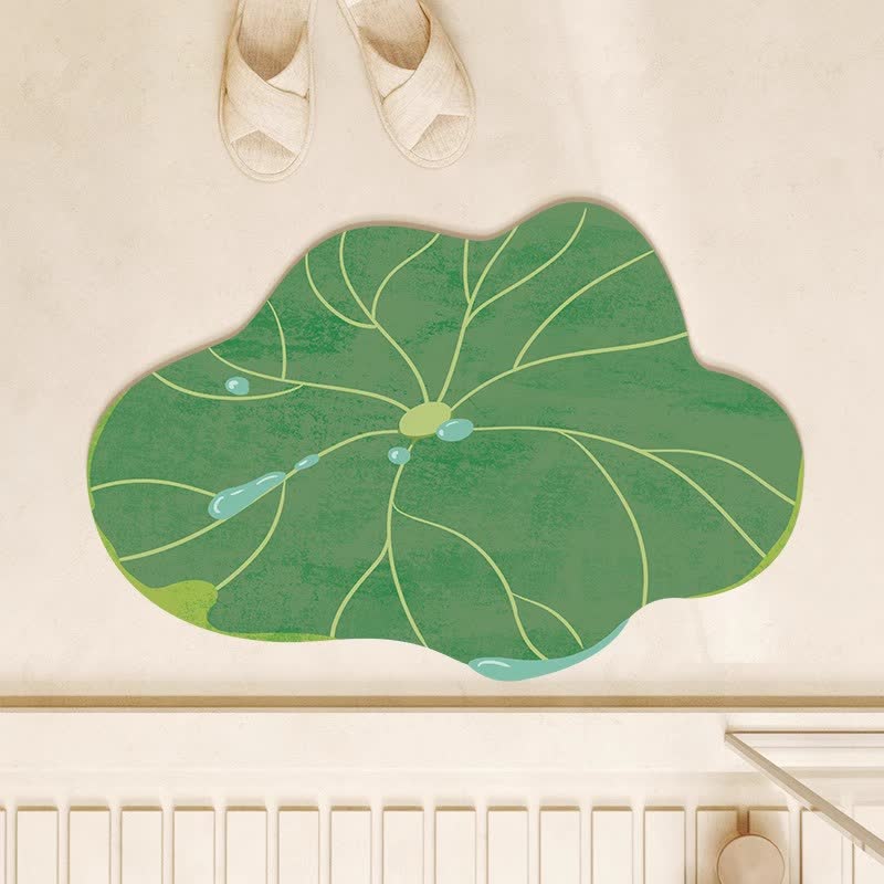 Rustikale Lotusblatt-Matte mit Wassertropfenmuster - 80cm x 120cm - image 0