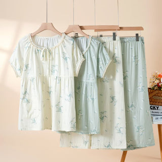Pyjama-Set aus Baumwollgaze mit Glockenblumenmuster - image 0
