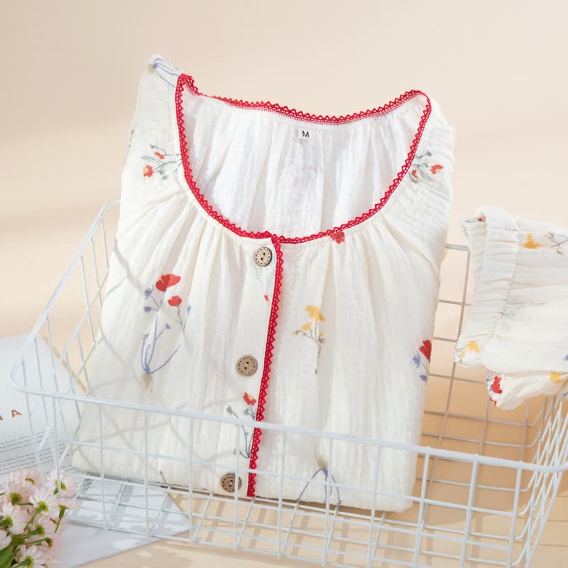 Pyjama-Set aus Baumwollgaze mit Landhausmuster - image 1