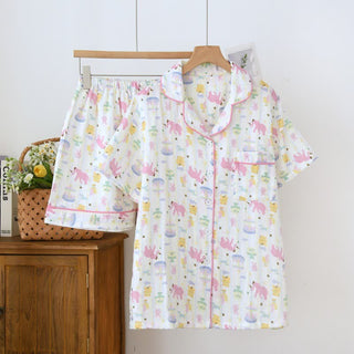 Schlafanzug-Set „Elefantenspielplatz“ aus Baumwollgaze - Beige - Pyjama & Shorts - XXL - image 0