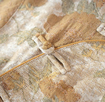 Vintage-Pyjama-Set aus Baumwolle mit Blumenmuster und Stehkragen - image 4