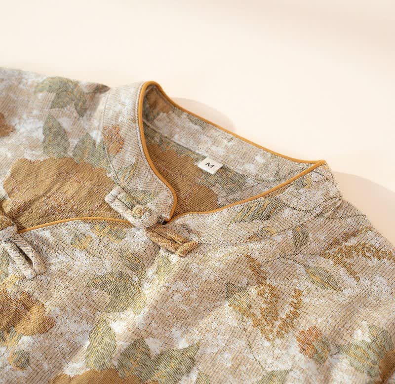 Vintage-Pyjama-Set aus Baumwolle mit Blumenmuster und Stehkragen - image 3