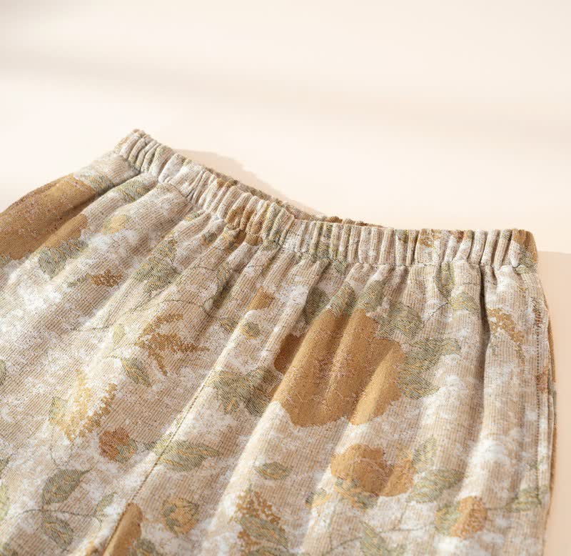 Vintage-Pyjama-Set aus Baumwolle mit Blumenmuster und Stehkragen - image 8