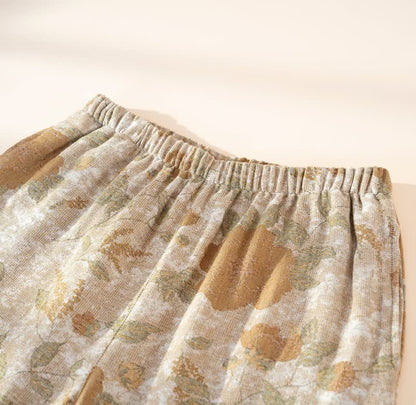 Vintage-Pyjama-Set aus Baumwolle mit Blumenmuster und Stehkragen - image 8