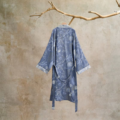 Kimono-Robe aus Baumwollgaze mit pastoralem Blattmuster - image 1