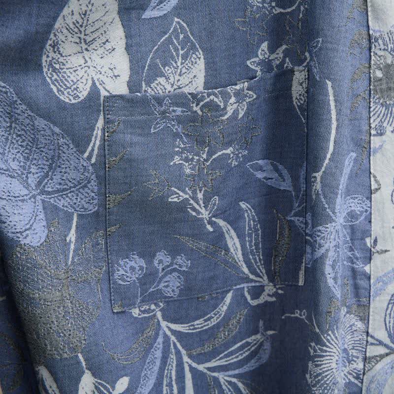 Kimono-Robe aus Baumwollgaze mit pastoralem Blattmuster - image 5